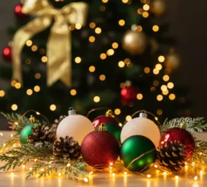 Festive Christmas decorations during the holiday season